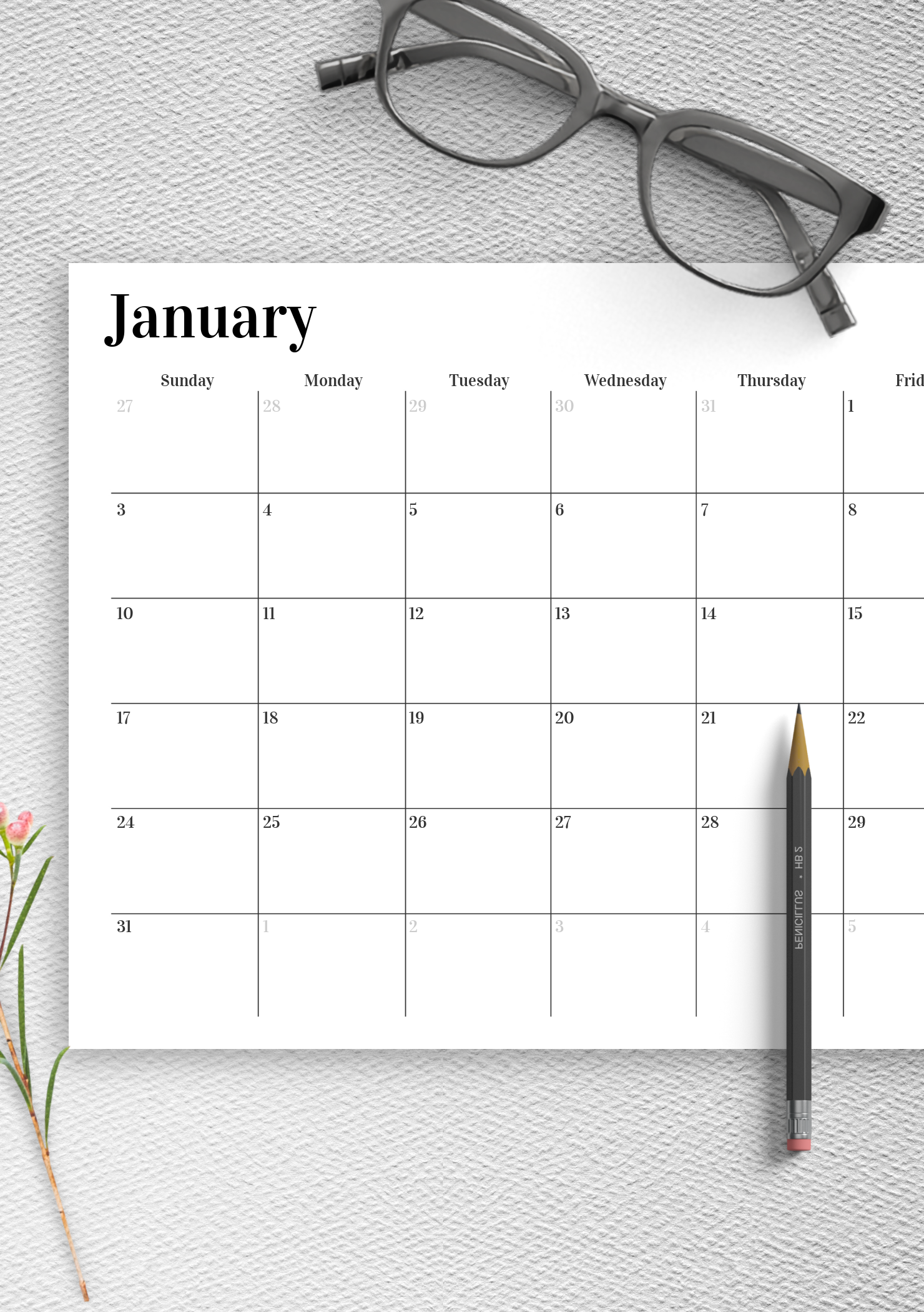 Free Printable Monthly Calander