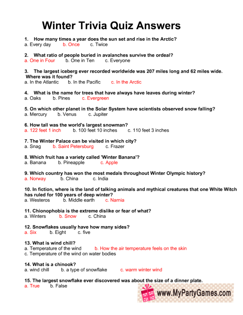 Free Printable Multiple Choice Trivia Questions And Answers Printable 