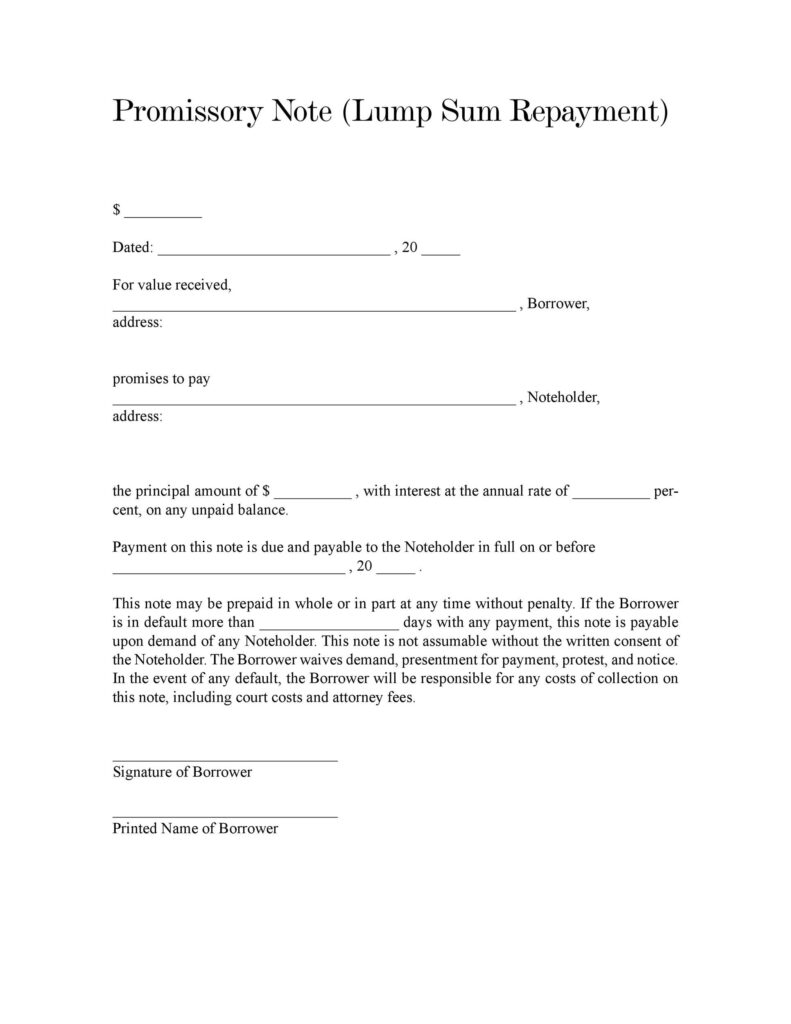 Free Printable Promissory Note