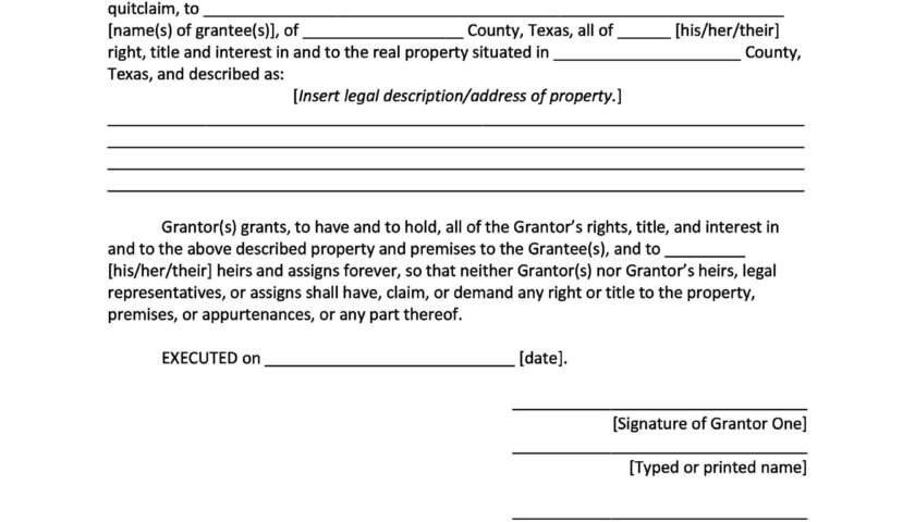 Free Printable Quit Claim Deed Form