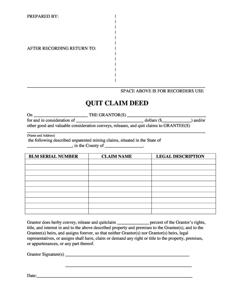 Free Printable Quit Claim Form Printable Forms Free Online