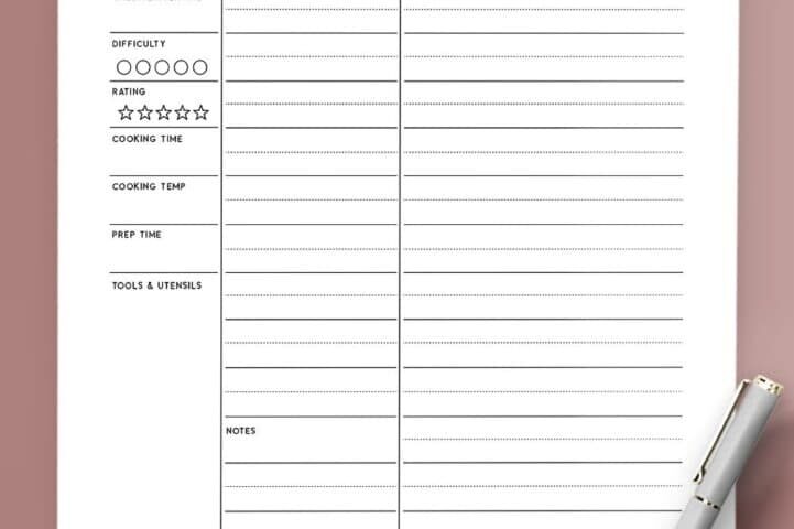 Free Printable Recipe Template 8 5 X 11