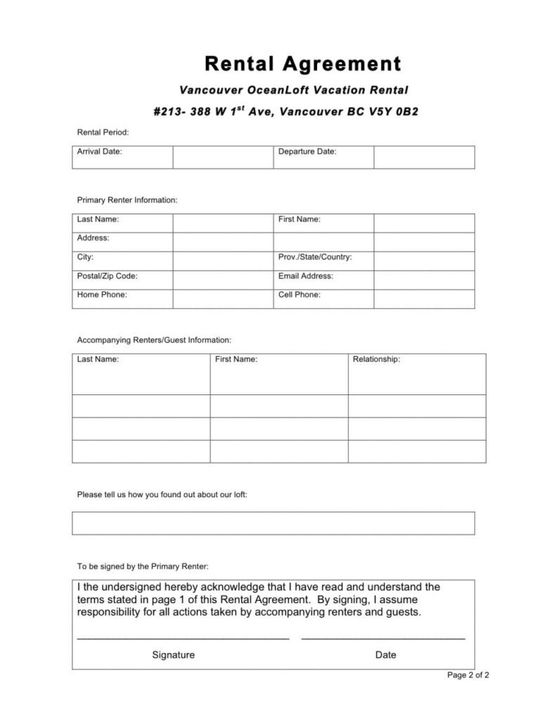 Free Printable Rental Lease Agreement Templates