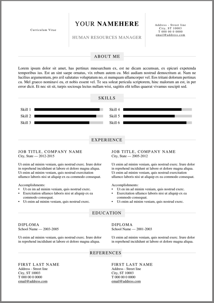 Free Printable Resume Template For Word Printable Templates