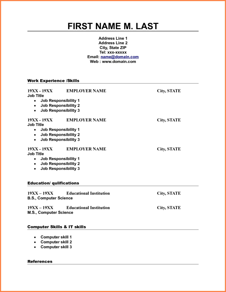 Free Printable Resume Templates Word