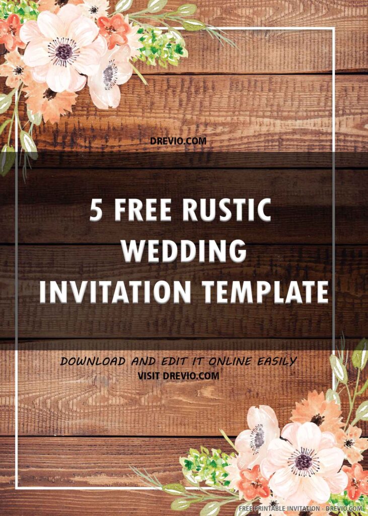  FREE PRINTABLE Rustic Wedding Invitation Templates Download 