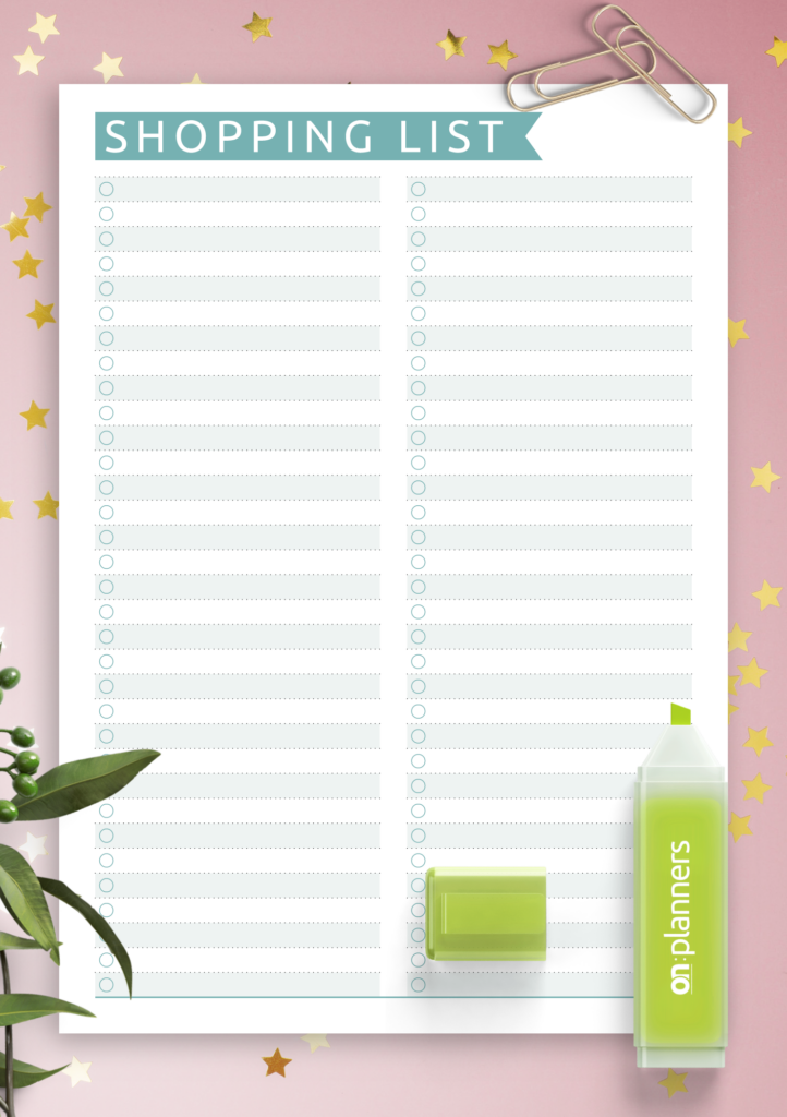 Free Printable Shopping Lists