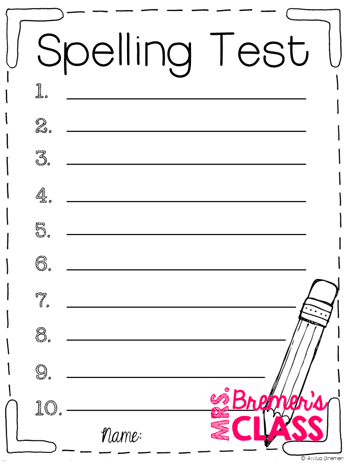 Free Printable Spelling Templates