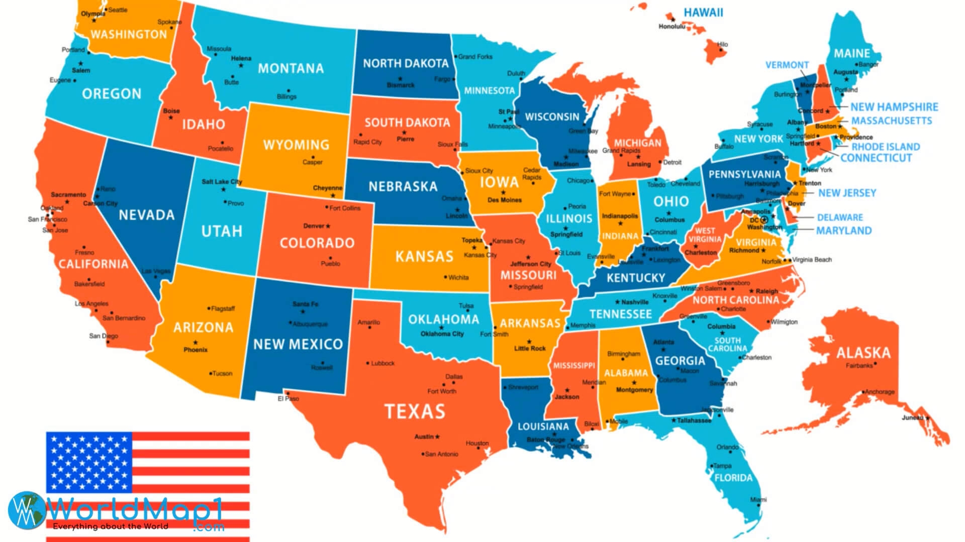 Free Printable United States Map With States