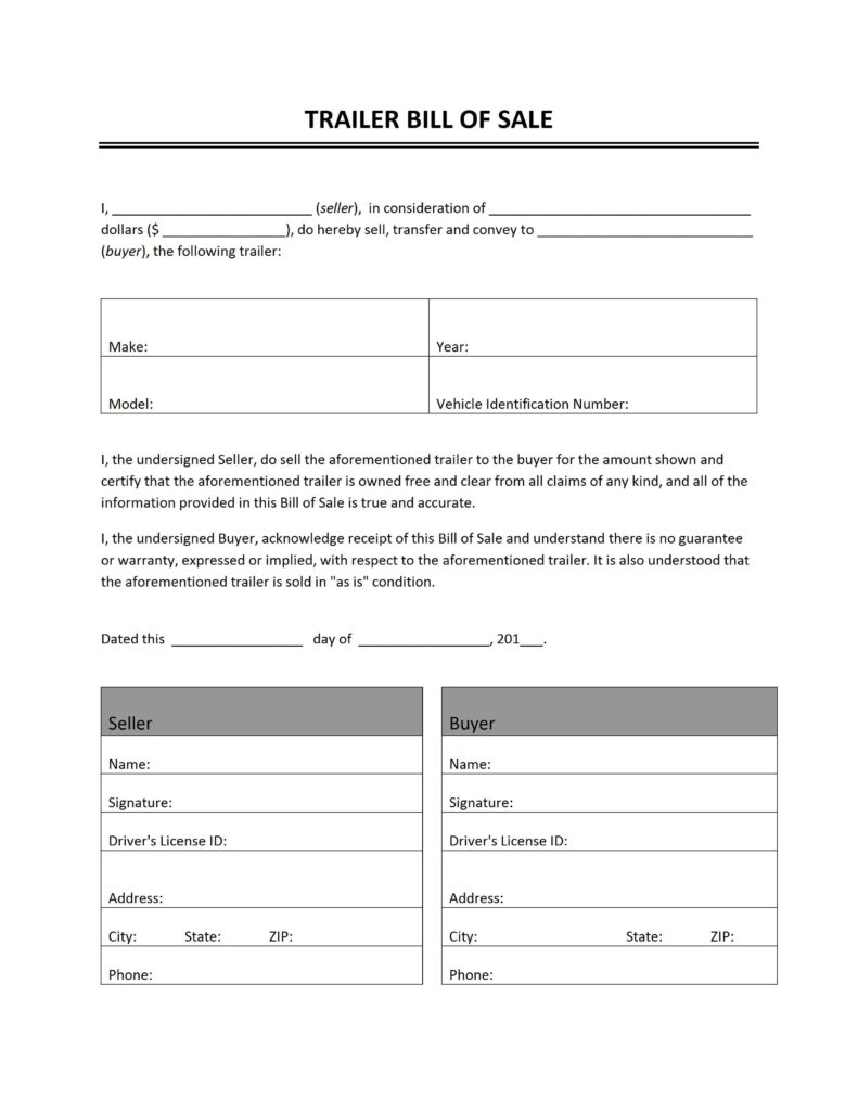 Free Printable Vehicle Bill Of Sale Template Form GENERIC 