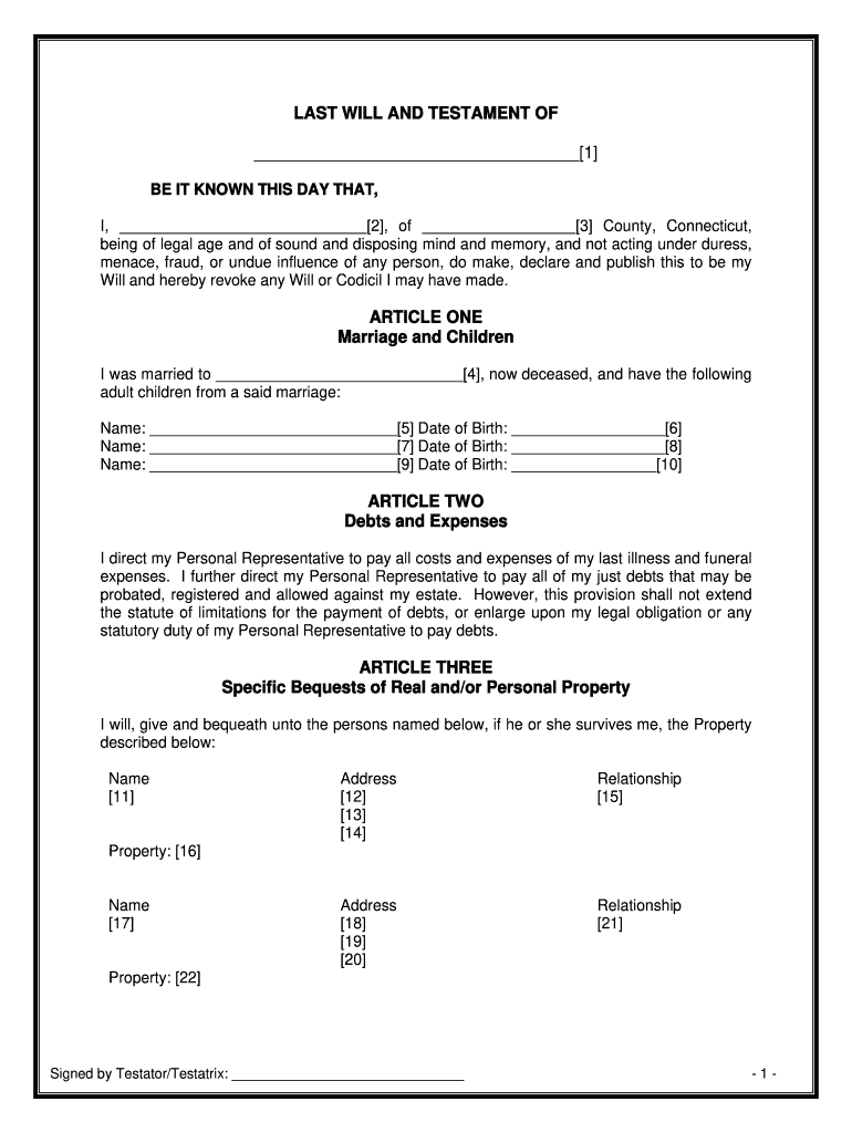 Free Printable Will Forms