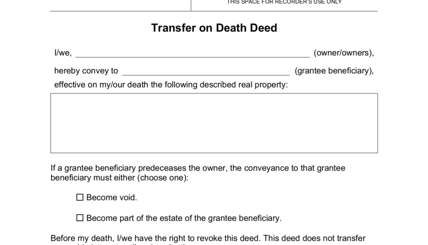 Free Transfer On Death Deed PDF Word EForms