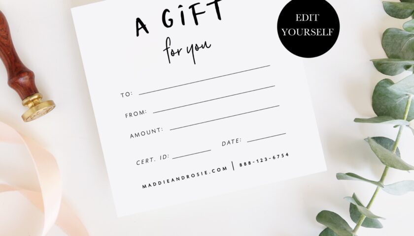 Gift Voucher Template Printable Voucher Download Editable Etsy