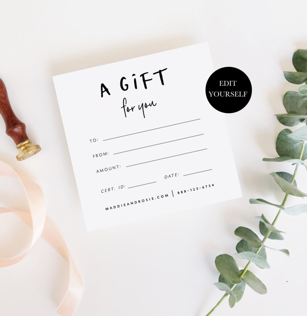 Gift Voucher Template Printable Voucher Download Editable Etsy