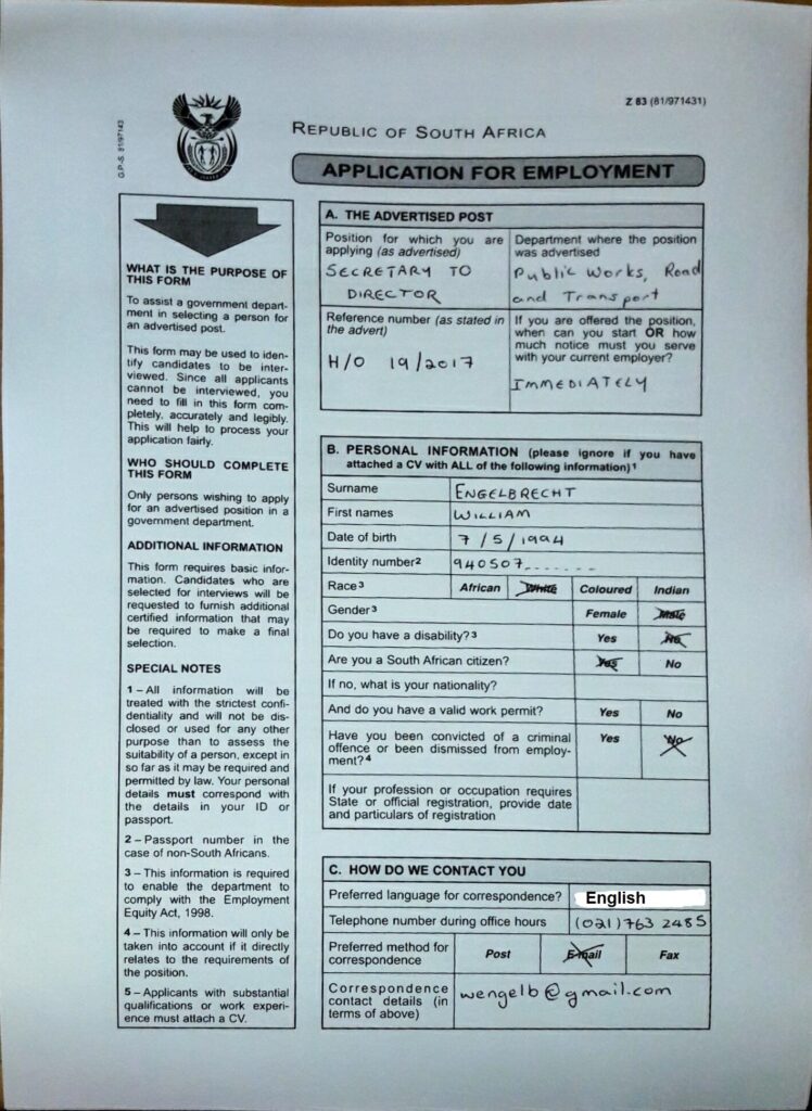 How To Fill Out The Z83 Form Learnership Jobs Careers