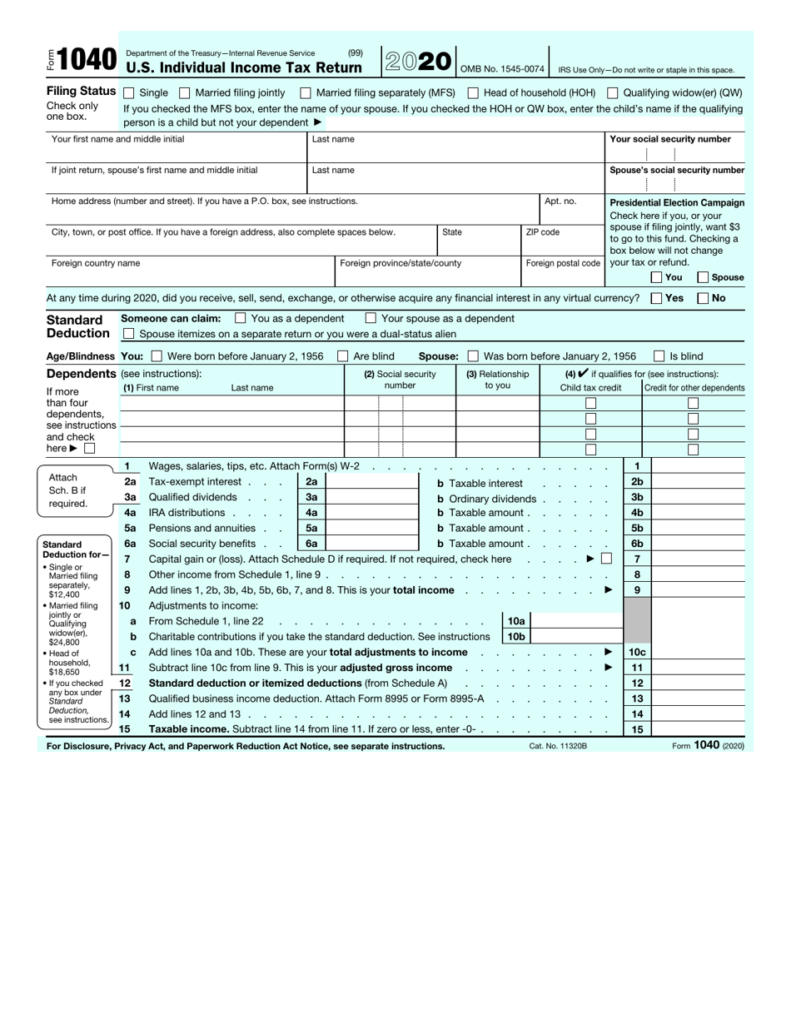 IRS Form 1040 Download Fillable PDF Or Fill Online U S Individual 