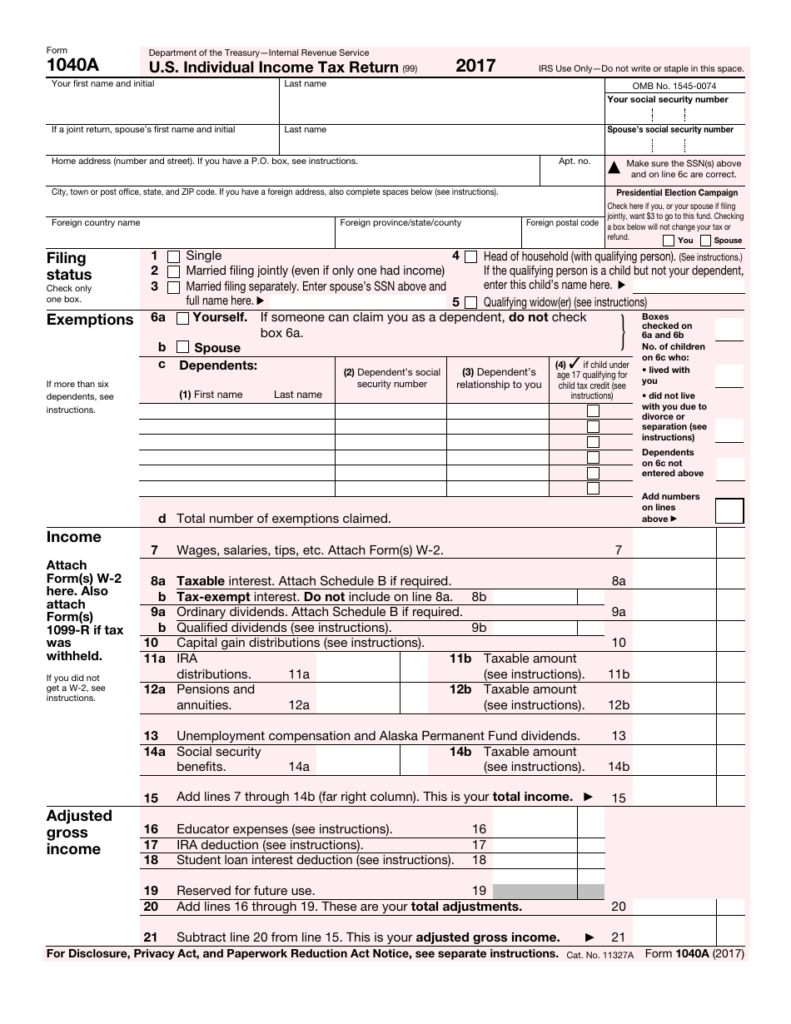 Irs Printable Form 1040