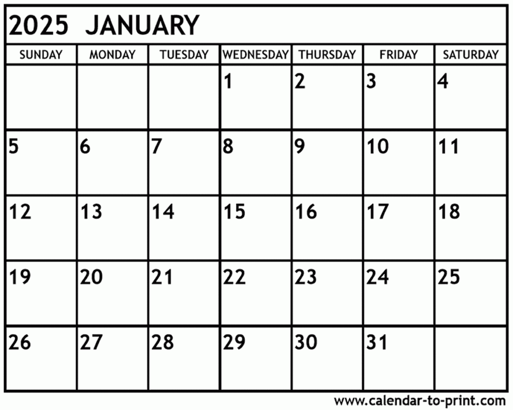 January 2025 Calendar Printable