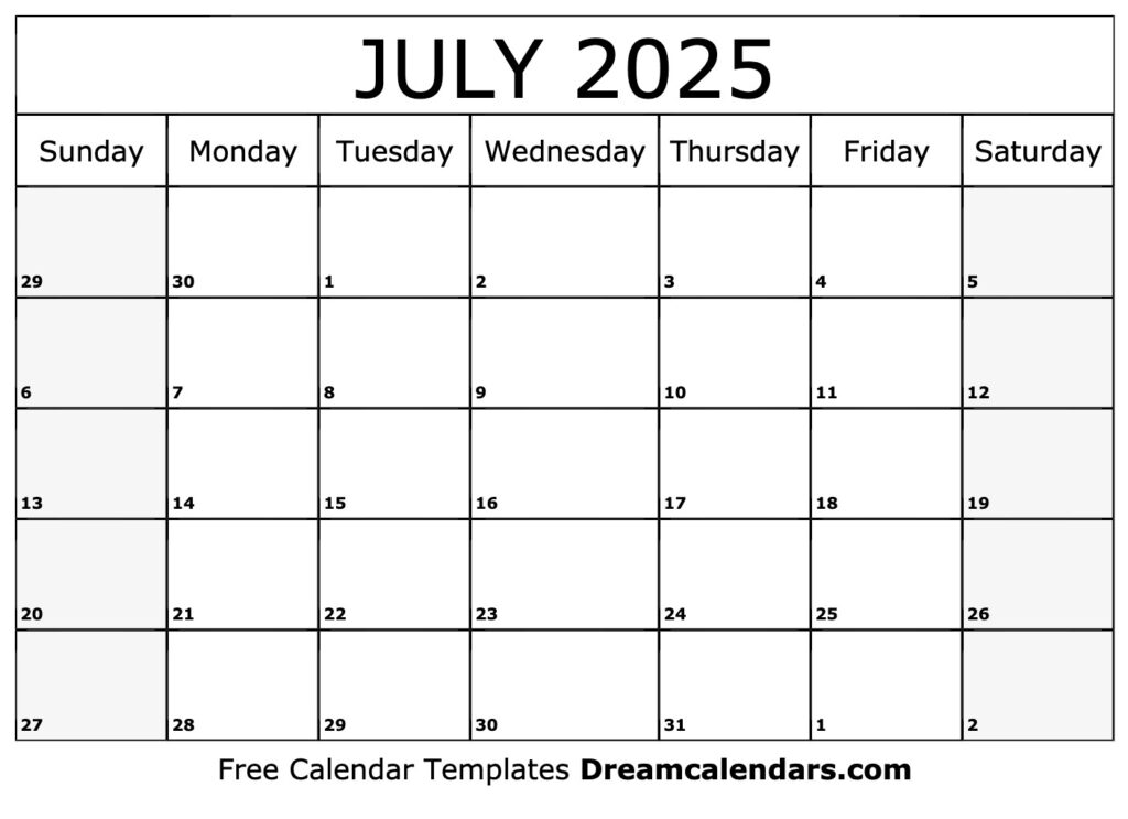 July 2025 Calendar Free Printable With Holidays And Observances