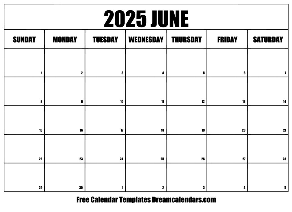 June 2025 Calendar Free Printable With Holidays And Observances