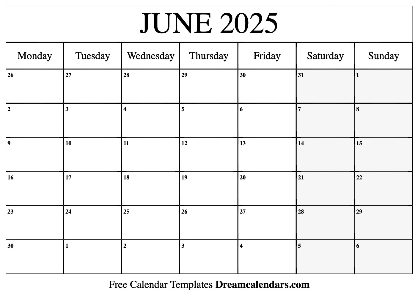 June 2025 Calendar Free Printable With Holidays And Observances