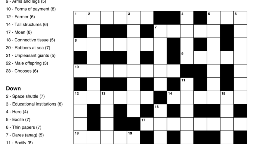 Large Print Easy Crossword Puzzles 10 Free PDF Printables Printablee