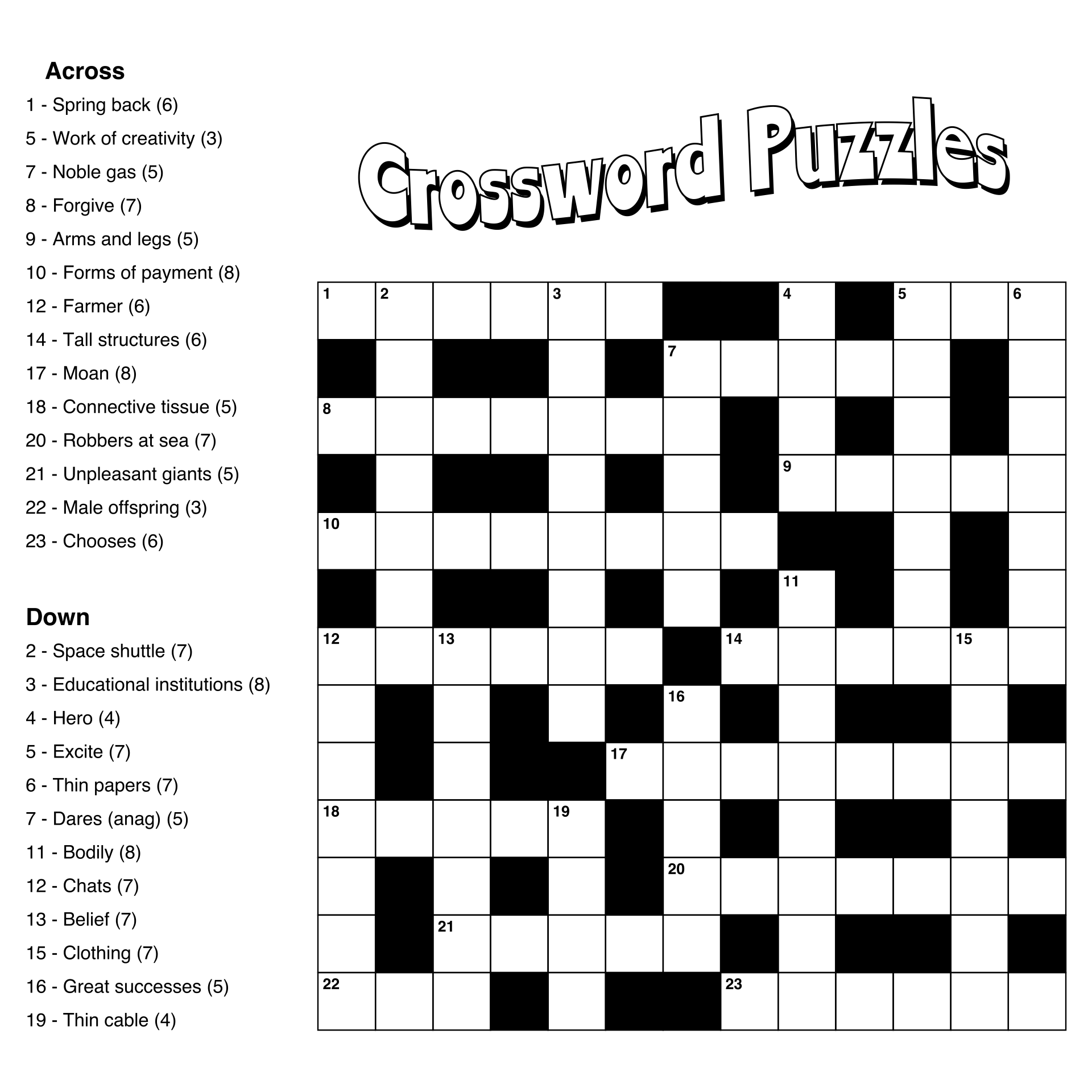 Large Print Easy Crossword Puzzles 10 Free PDF Printables Printablee