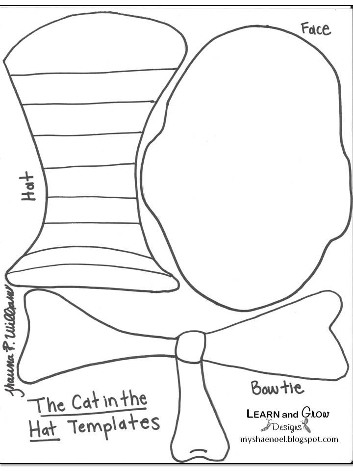 Learn And Grow Designs Website Dr Seuss Cat In The Hat Craft Template 