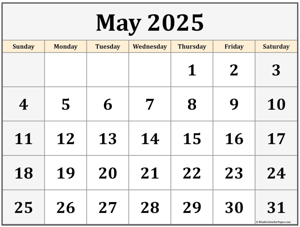 May 2025 Calendar Free Printable Calendars