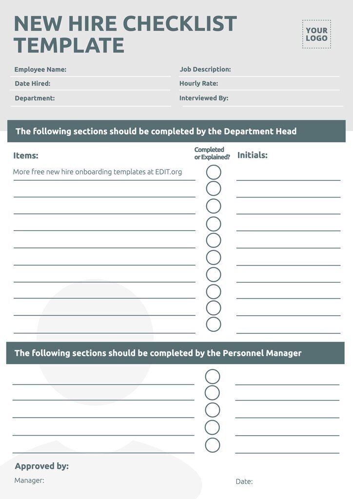 New Employee Onboarding Checklist Template Word Printable Editable Ets 