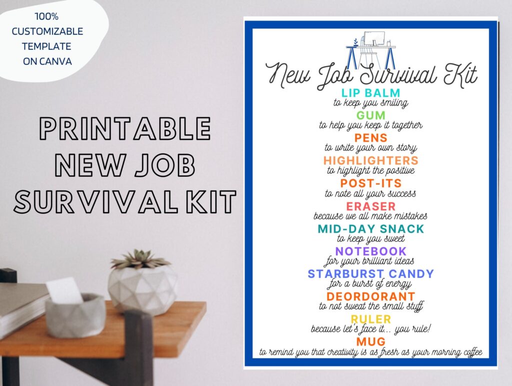 New Job Survival Kit Template Printable New Hire Welcome New Job 