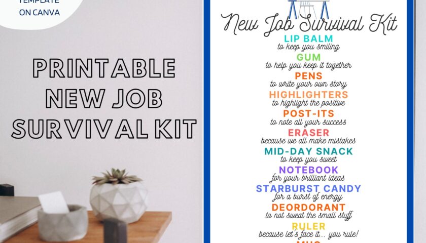 New Job Survival Kit Template Printable New Hire Welcome New Job