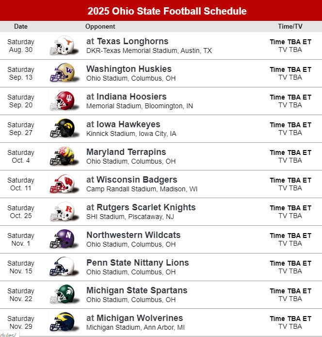 Ohio State Schedule 2024 2025 Football Loise Rachael