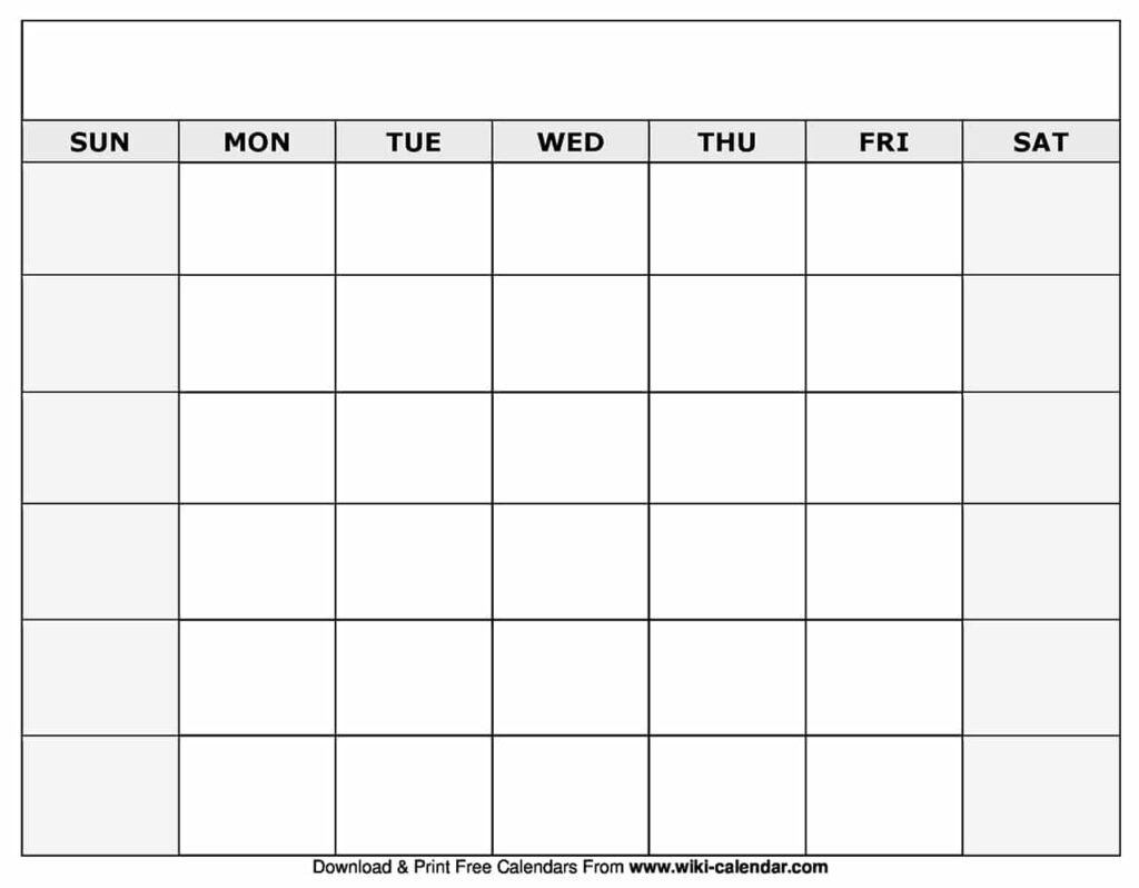 Printable Blank Monthly Calendars