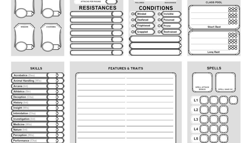 Printable Character Sheet Dnd