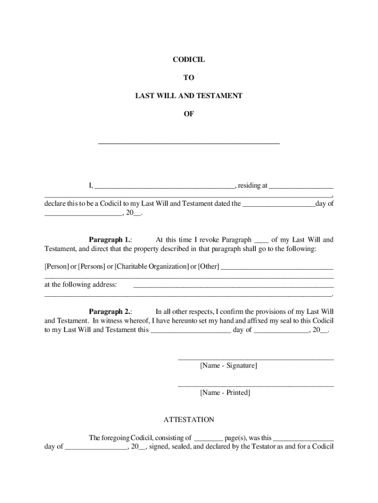 Printable Codicil Template Uk Gov PDF AirSlate SignNow