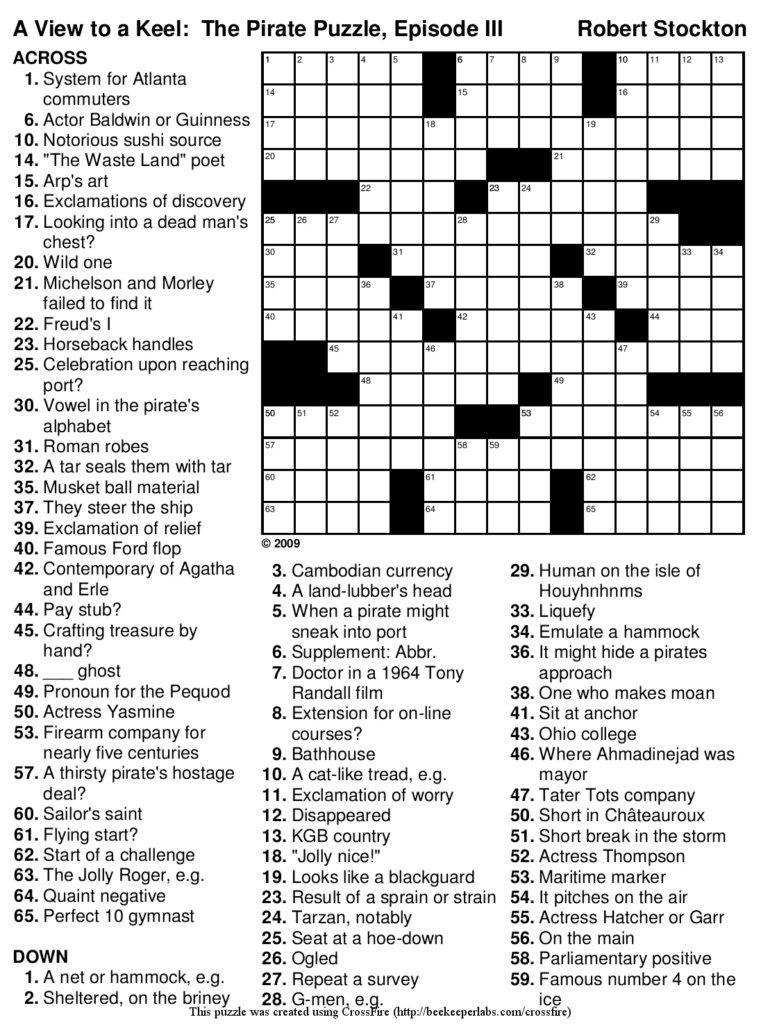 Printable Daily Crossword Puzzle