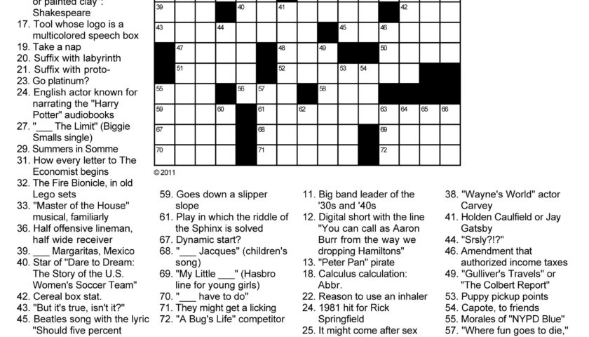 Printable Daily Crossword Puzzle