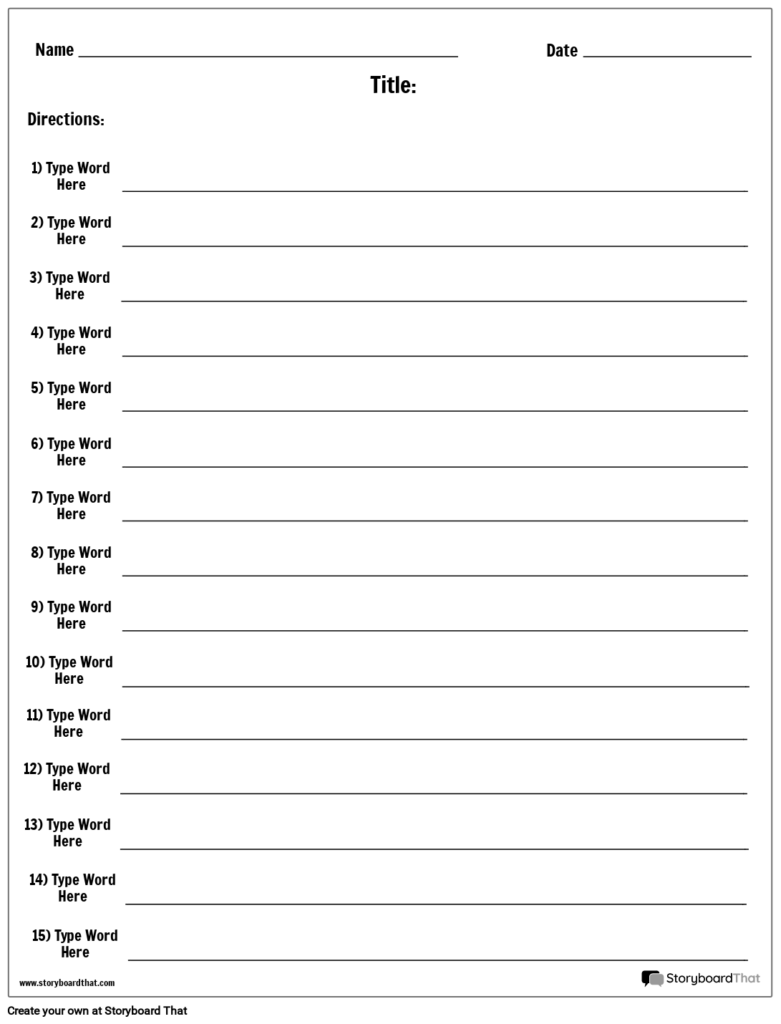 Printable Definition Worksheets