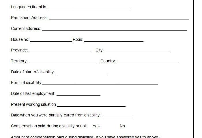 Printable Disability Application Printable Application