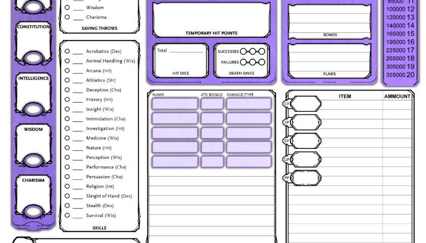 Printable Dnd Character Sheets