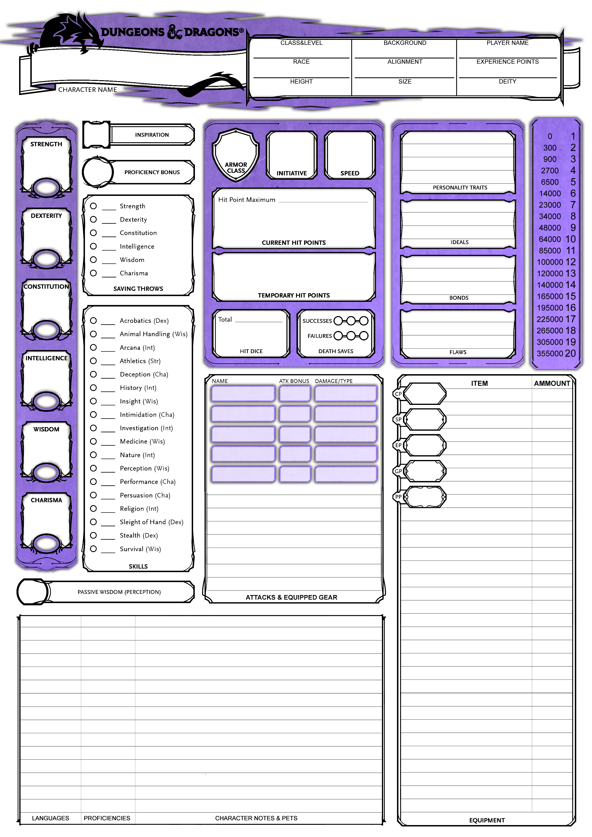 Printable Dnd Character Sheets