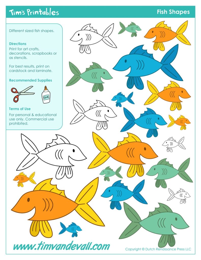 Printable Fish Templates For Kids Preschool Fish Shapes