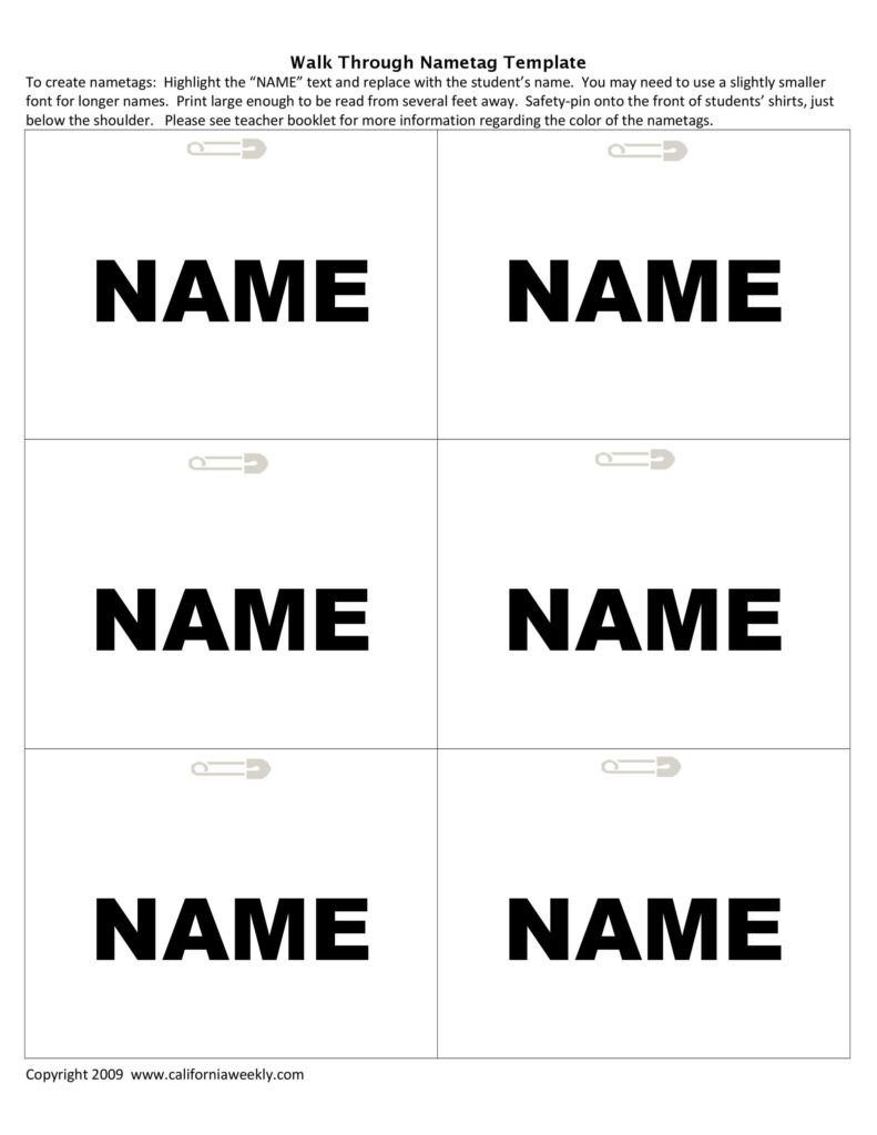 Printable Name Tags Templates