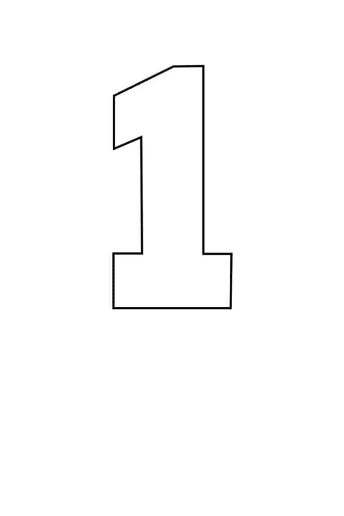 Printable Number 1 Outline