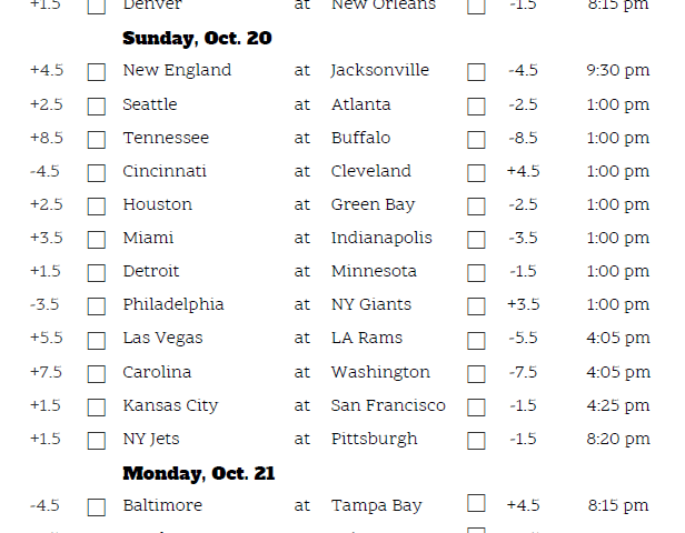 Printable Pick Em Nfl