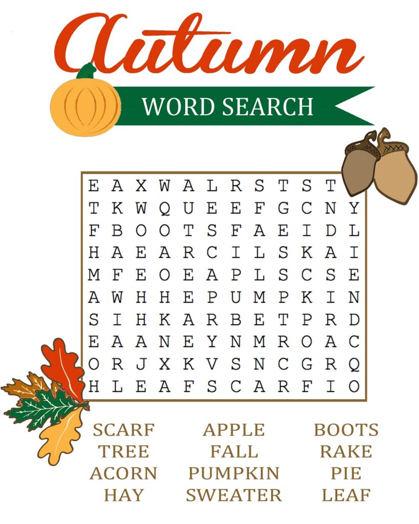 Printable Seek And Find Word Puzzles