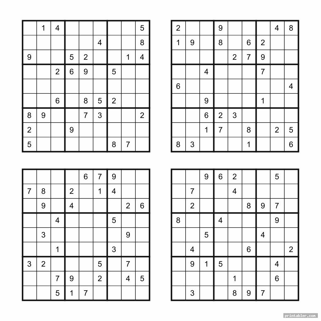 Printable Sudoku Puzzles 4 Per Page