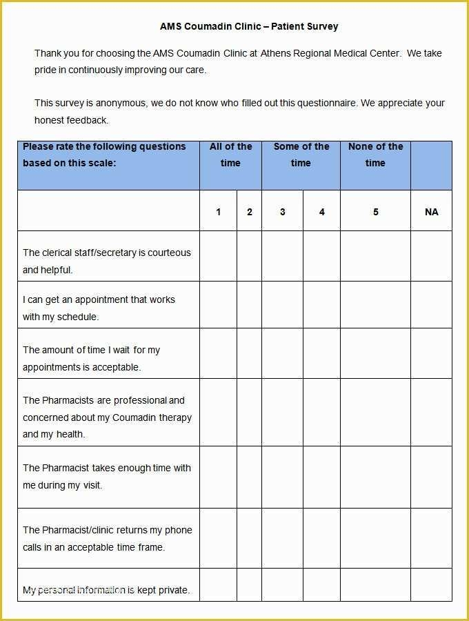 Printable Survey Template Word