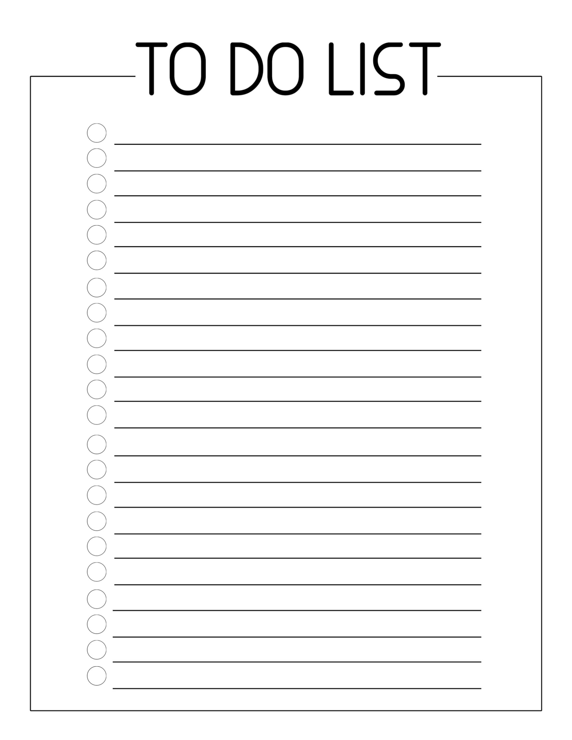 Printable To Do List Template